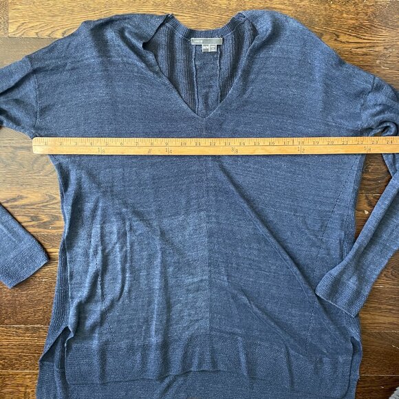 Vince V-neck Sheer Sweater-Blue-Silk/Cashmere Blend-Size Medium - Picture 5 of 7